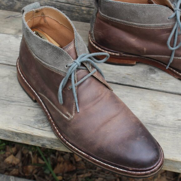 Cole Haan Brown Oiled Leather and Gray Suede Chukka, Men's 10.5 M, EUC - Picture 2 of 13